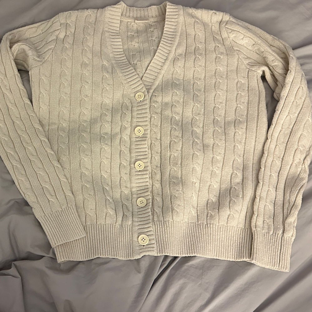 Brandy Melville Cream Cable Knit Cardigan